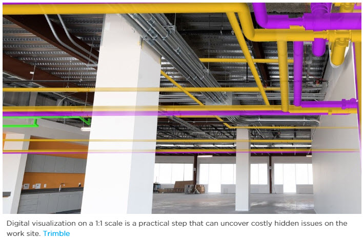 Digital visualization of hidden issues on the work site