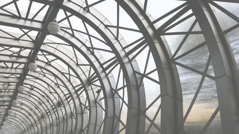 abstract roof of futuristic bridge